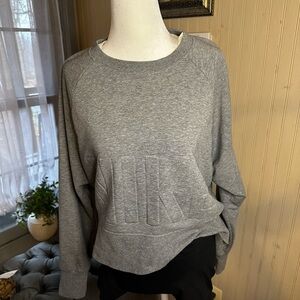 Nike Dri-FIT Womens Small Gray Crewneck Sweatshirt Tonal Logo Pullover